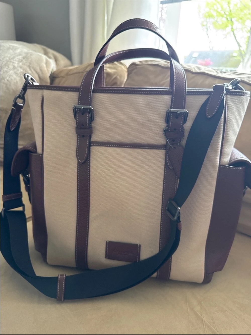 Coach Canvas Sprint Tote with Brown Leather Trim - New Without Tags - Picture 5 of 14